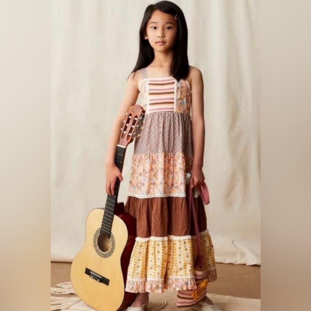 MATILDA JANE Enchanted Garden Arabella Rainbow Print Dress Crochet Bodice Size 8